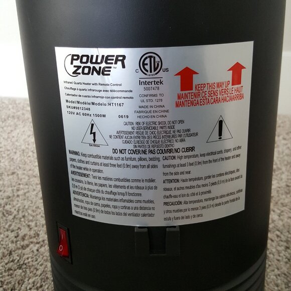 Power Zone Infrared Space Tower Heater 360 Degree Remote USB Port 1000/1500W - Picture 6 of 12